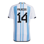 New PALACIOS #14 Argentina Three Stars Home World Cup 2022 Champion Authentic Jersey