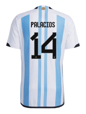 New PALACIOS #14 Argentina Three Stars Home World Cup 2022 Champion Authentic Jersey