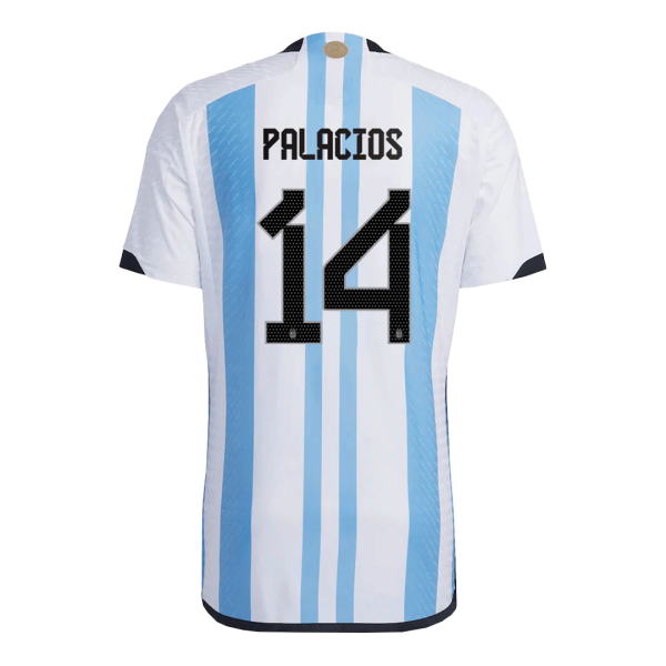 New PALACIOS #14 Argentina Three Stars Home World Cup 2022 Champion Authentic Jersey