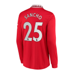 SANCHO #25 Manchester United Home Long Sleeve Soccer Jersey 2022/23