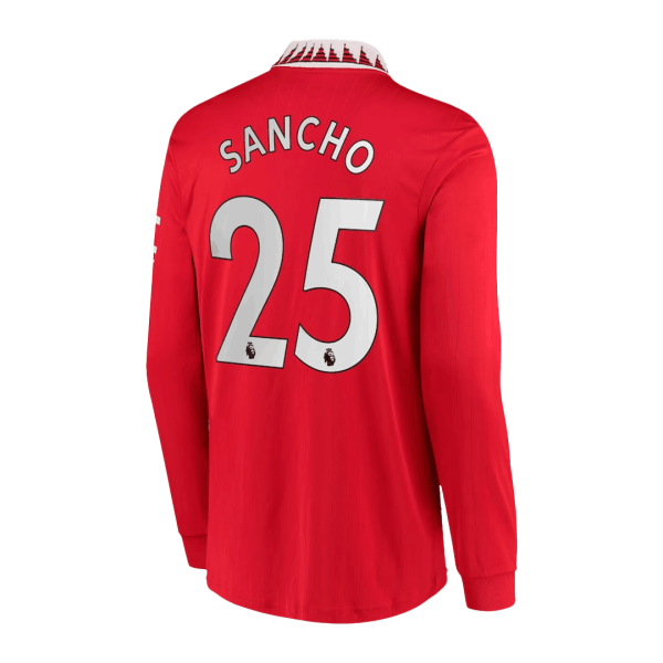 SANCHO #25 Manchester United Home Long Sleeve Soccer Jersey 2022/23