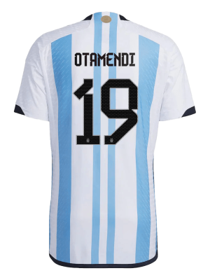 New OTAMENDI #19 Argentina Three Stars Home World Cup 2022 Champion Authentic Jersey