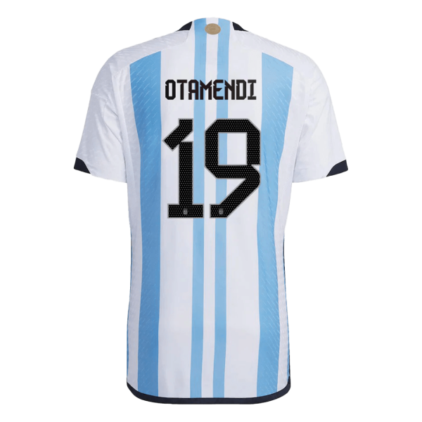 New OTAMENDI #19 Argentina Three Stars Home World Cup 2022 Champion Authentic Jersey