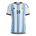 New PALACIOS #14 Argentina Three Stars Home World Cup 2022 Champion Authentic Jersey