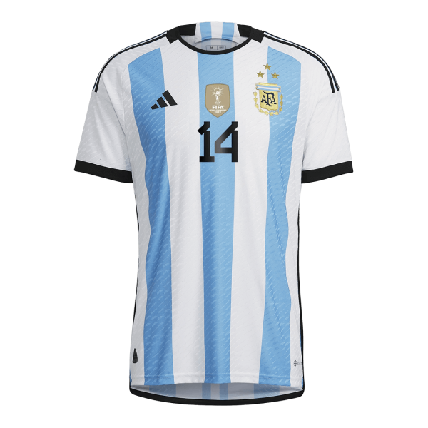 New PALACIOS #14 Argentina Three Stars Home World Cup 2022 Champion Authentic Jersey