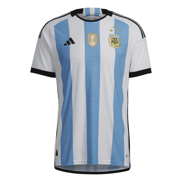 Argentina Three Stars Home Authentic Jersey World Cup 2022