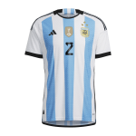 New FOYTH #2 Argentina Three Stars Home World Cup 2022 Champion Authentic Jersey