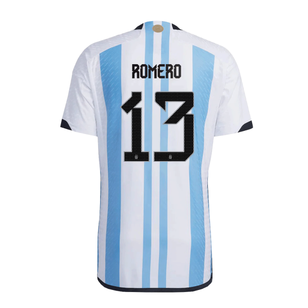 New ROMERO #13 Argentina Three Stars Home World Cup 2022 Champion Authentic Jersey