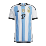 GOMEZ #17 Argentina Three Stars Home Authentic Jersey World Cup 2022