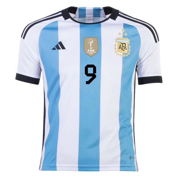 J. ALVAREZ #9 Argentina Three Stars Home Jersey 2022