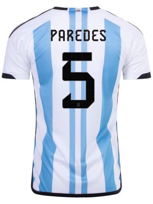 New PAREDES #5 Argentina Three Stars Home 2022 Champion Jersey