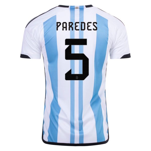 New PAREDES #5 Argentina Three Stars Home 2022 Champion Jersey