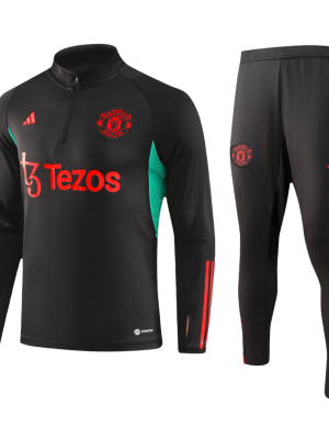 Manchester United 1/4 Zip Tracksuit 2023/24 Black