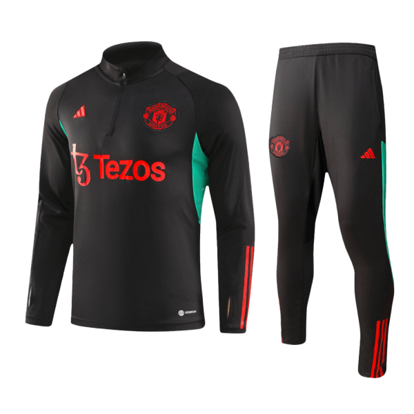 Manchester United 1/4 Zip Tracksuit 2023/24 Kids Black