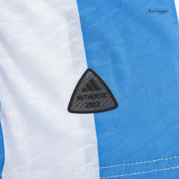 Argentina Three Stars Home Authentic Jersey World Cup 2022