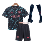 Manchester City Third Away Kids Soccer Jerseys Full Kit 2023/24