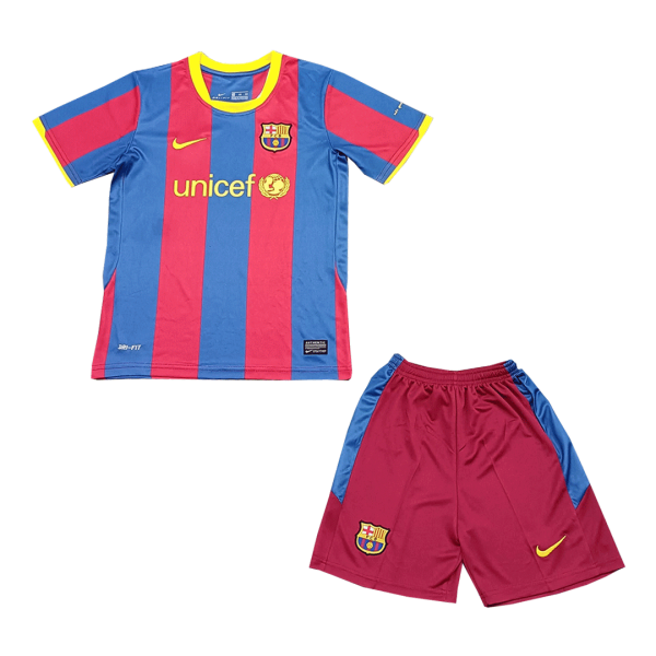 Vintage Barcelona Home Kids Soccer Jerseys Kit 2010/11