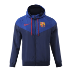 Barcelona Hoodie Windbreaker Jacket 2023/24 - Navy