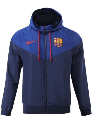 Barcelona Hoodie Windbreaker Jacket 2023/24 - Navy