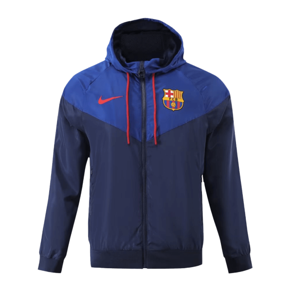 Barcelona Hoodie Windbreaker Jacket 2023/24 - Navy