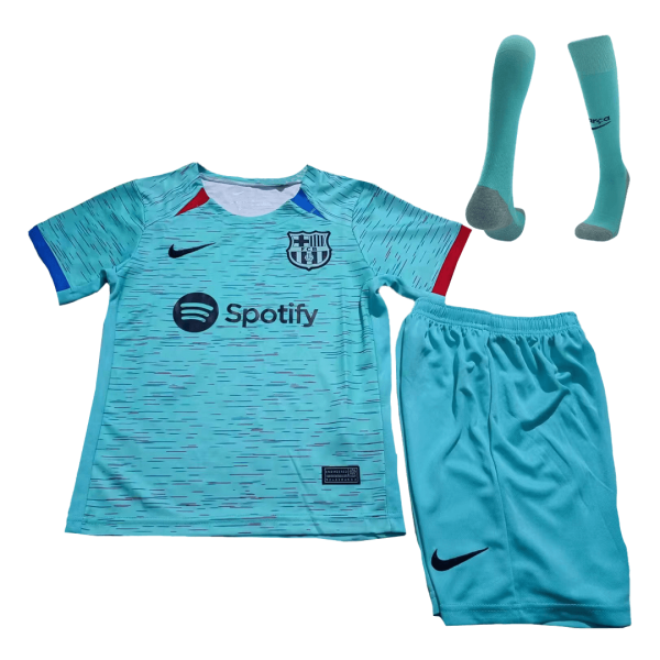 Barcelona Third Away Kids Soccer Jerseys Full Kit 2023/24