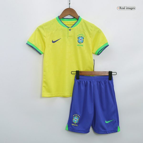 Brazil Home Kids Soccer Jerseys Kit 2022