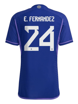 E. FERNANDEZ #24 Argentina Three Stars Away Authentic Jersey World Cup 2022