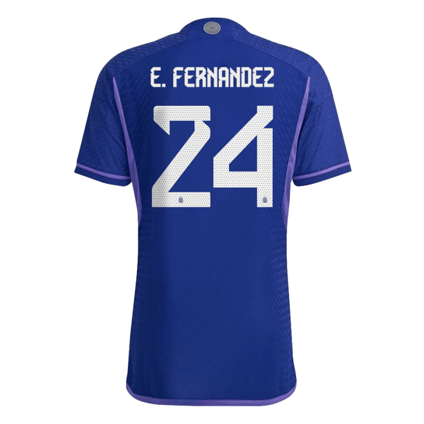 E. FERNANDEZ #24 Argentina Three Stars Away Authentic Jersey World Cup 2022