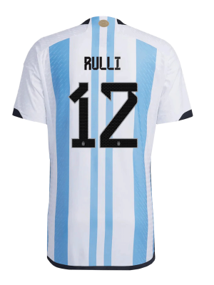 New RULLI #12 Argentina Three Stars Home World Cup 2022 Champion Authentic Jersey