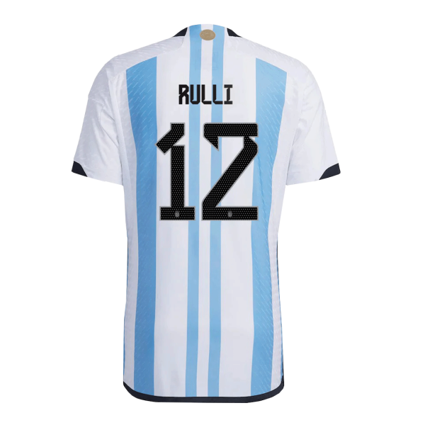 New RULLI #12 Argentina Three Stars Home World Cup 2022 Champion Authentic Jersey