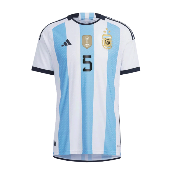 New PAREDES #5 Argentina Three Stars Home World Cup 2022 Champion Authentic Jersey