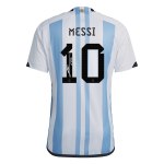 New SignMESSI #10 Argentina 3 Stars Home Soccer Champion Jersey 2022