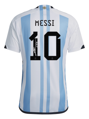 New SignMESSI #10 Argentina 3 Stars Home Soccer Champion Jersey 2022