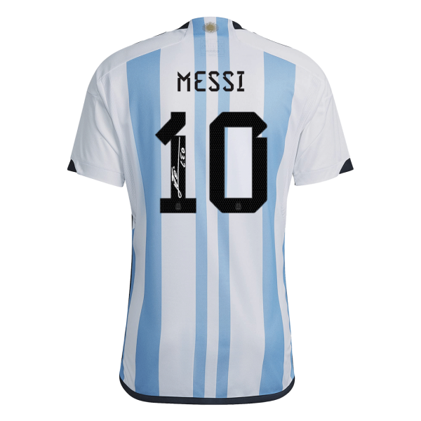 New SignMESSI #10 Argentina 3 Stars Home Soccer Champion Jersey 2022