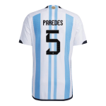 New PAREDES #5 Argentina Three Stars Home World Cup 2022 Champion Authentic Jersey