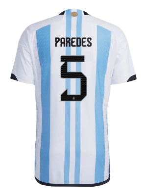 New PAREDES #5 Argentina Three Stars Home World Cup 2022 Champion Authentic Jersey