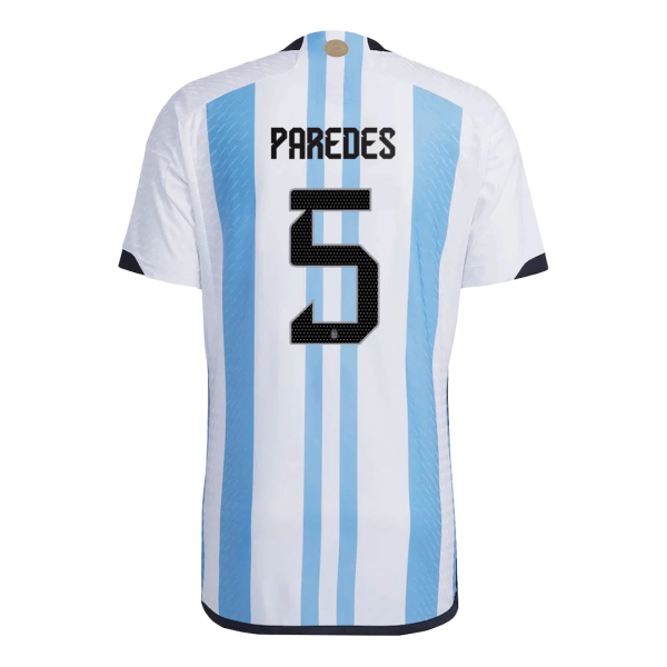 New PAREDES #5 Argentina Three Stars Home World Cup 2022 Champion Authentic Jersey