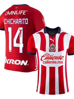 Sign CHICHARITO #14 Chivas Home Soccer Jersey 2023/24