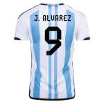 J. ALVAREZ #9 Argentina Three Stars Home Jersey 2022