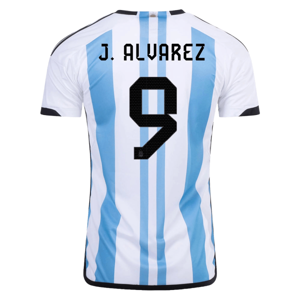 J. ALVAREZ #9 Argentina Three Stars Home Jersey 2022