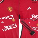 Manchester United Home Long Sleeve Kids Soccer Jerseys Kit 2023/24