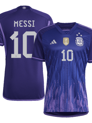 Women's MESSI #10 Argentina Three Stars Away Jersey 2022