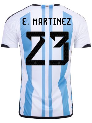 E. MARTINEZ #23 Argentina Three Stars Home Jersey 2022