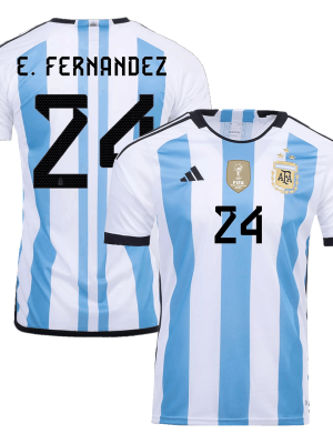 E. FERNANDEZ #24 Argentina Three Stars Home Jersey 2022