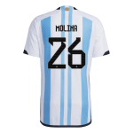 New MOLINA #26 Argentina Three Stars Home World Cup 2022 Champion Authentic Jersey