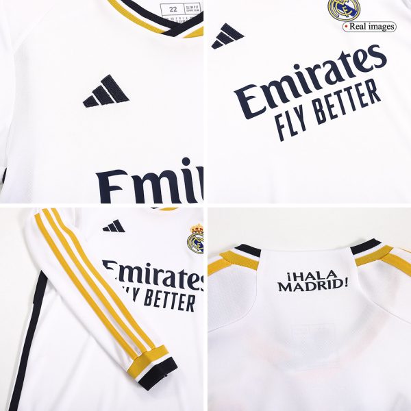 Real Madrid Home Long Sleeve Kids Soccer Jerseys Kit 2023/24