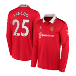 SANCHO #25 Manchester United Home Long Sleeve Soccer Jersey 2022/23