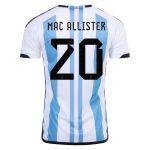 New MAC ALLISTER #20 Argentina Three Stars Home 2022 Champion Jersey