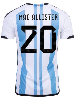 New MAC ALLISTER #20 Argentina Three Stars Home 2022 Champion Jersey