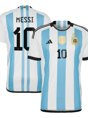 New MESSI #10 Argentina Three Stars Home 2022 Champion Jersey